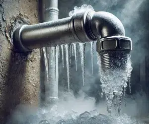 a pipe with ice dripping from it