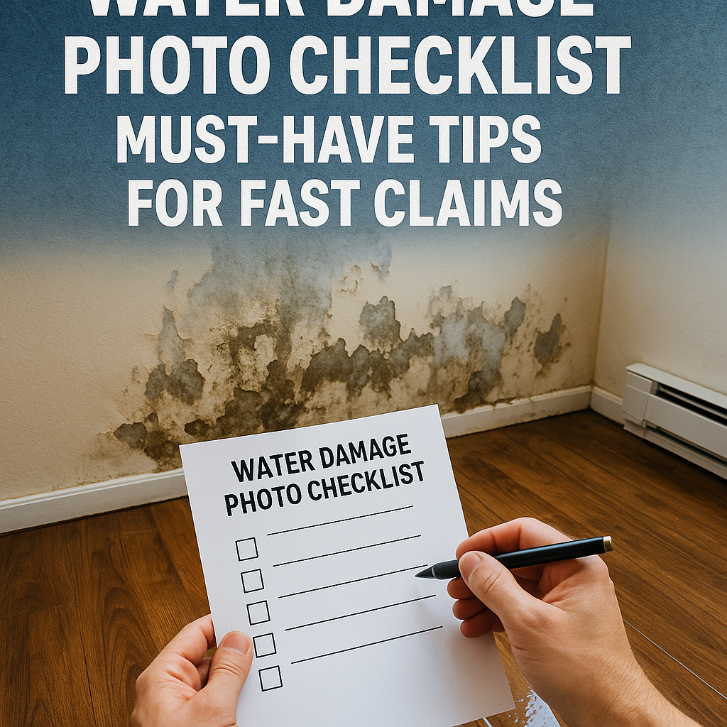 generate a high quality relevant image prompt for 1764552761 Water Damage Photo Checklist: Must-Have Tips for Fast Claims Generate a high-quality, relevant image prompt for an article about: Water Damage Photo Checklist: M