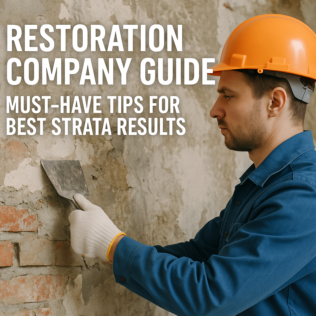 generate a high quality relevant image prompt for 1764603439 Restoration Company Guide: Must-Have Tips for Best Strata Results Generate a high-quality, relevant image prompt for an article about: Restoration Company Guide: Must